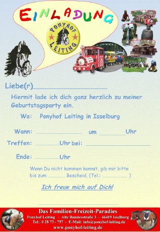 Einladungen - Ponyhof Leiting in Isselburg